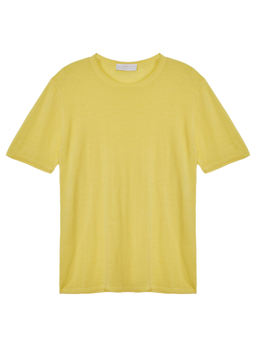  T-shirt col rond en lin flammé - Renaud 7660 citron - 08 Jaune