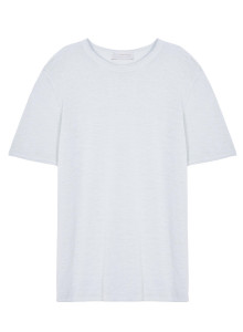  T-shirt col rond en lin flammé - Renaud 7601 ecru - 02 Blanc