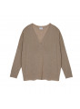 T-shirt oversize col v en lin flammé - Beja 7620 raphia - 12 Beige clair