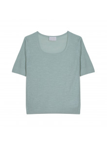 T-shirt maille côtelée en lin flammé - Tahissa 7651 sauge - 23 Vert clair