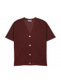 Gilet manches courtes en lin flammé - Tanya 7630 argile - 51 Bordeaux