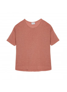 T-shirt ample manches coudes en lin flammé - Taslim 7682 blush - 24 Rose clair