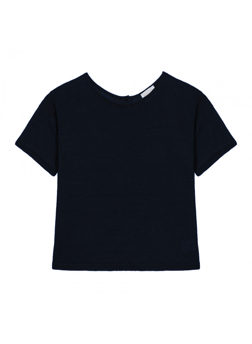 T-shirt boutonné à l'arrière en lin - Tilla 7640 marine - 05 Bleu marine