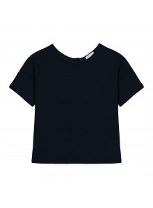 T-shirt boutonné à l'arrière en lin - Tilla 7640 marine - 05 Bleu marine