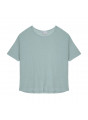 T-shirt ample manches coudes en lin flammé - Taslim 7651 sauge - 23 Vert clair