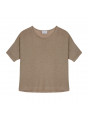 T-shirt ample manches coudes en lin flammé - Taslim 7620 raphia - 12 Beige clair