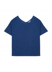 T-shirt boutonné dans le dos en lin flammé - Tally 7643 orage - 06 Bleu moyen