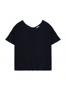 T-shirt boutonné dans le dos en lin flammé - Tally 7640 marine - 05 Bleu marine