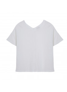 T-shirt boutonné dans le dos en lin flammé - Tally 7601 ecru - 02 Blanc