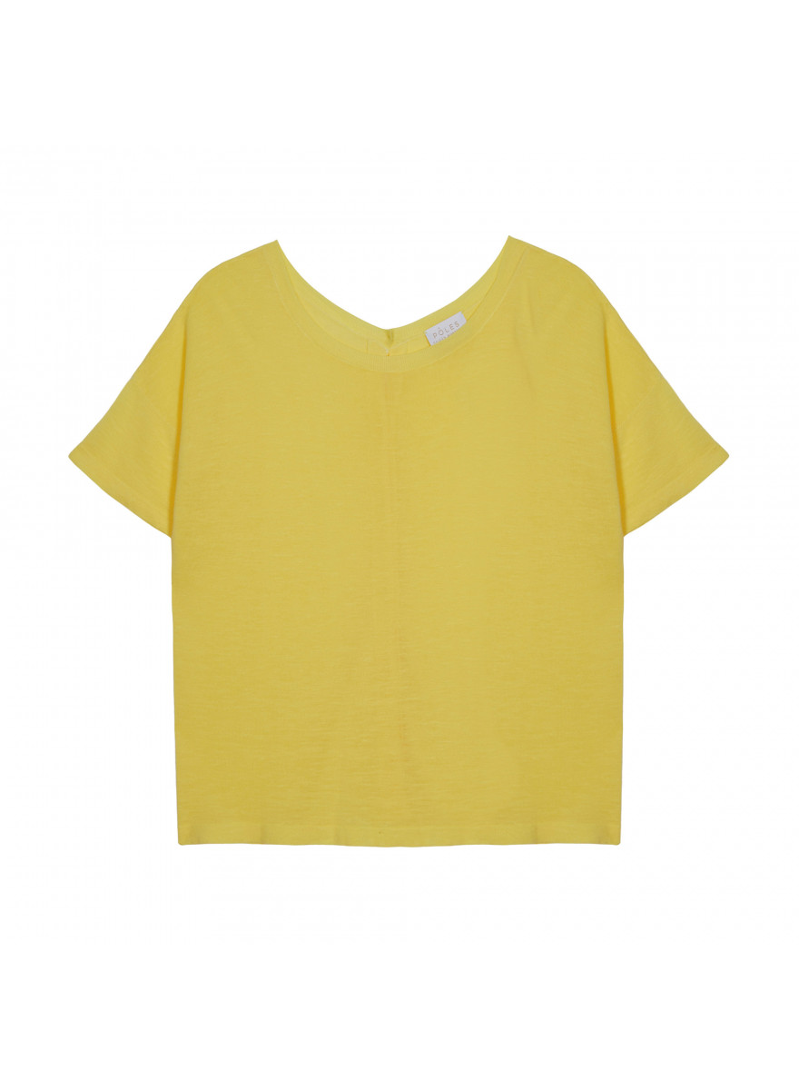 T-shirt boutonné dans le dos en lin flammé - Tally 7660 citron - 08 Jaune