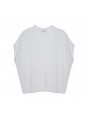 T-shirt manche chauve-souris en lin flammé - Tarra 7601 ecru - 02 Blanc