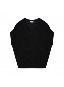 T-shirt manche chauve-souris en lin flammé - Tarra 7610 noir - 01 Noir