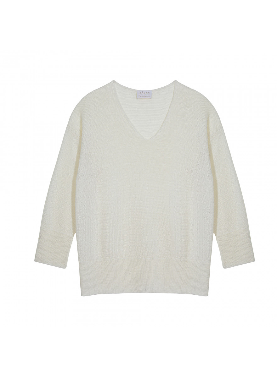 Oversized V-neck sweater in linen - Tiphaine