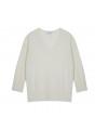Pull oversize col V en lin - Tiphaine 7601 ecru - 82 Ecru