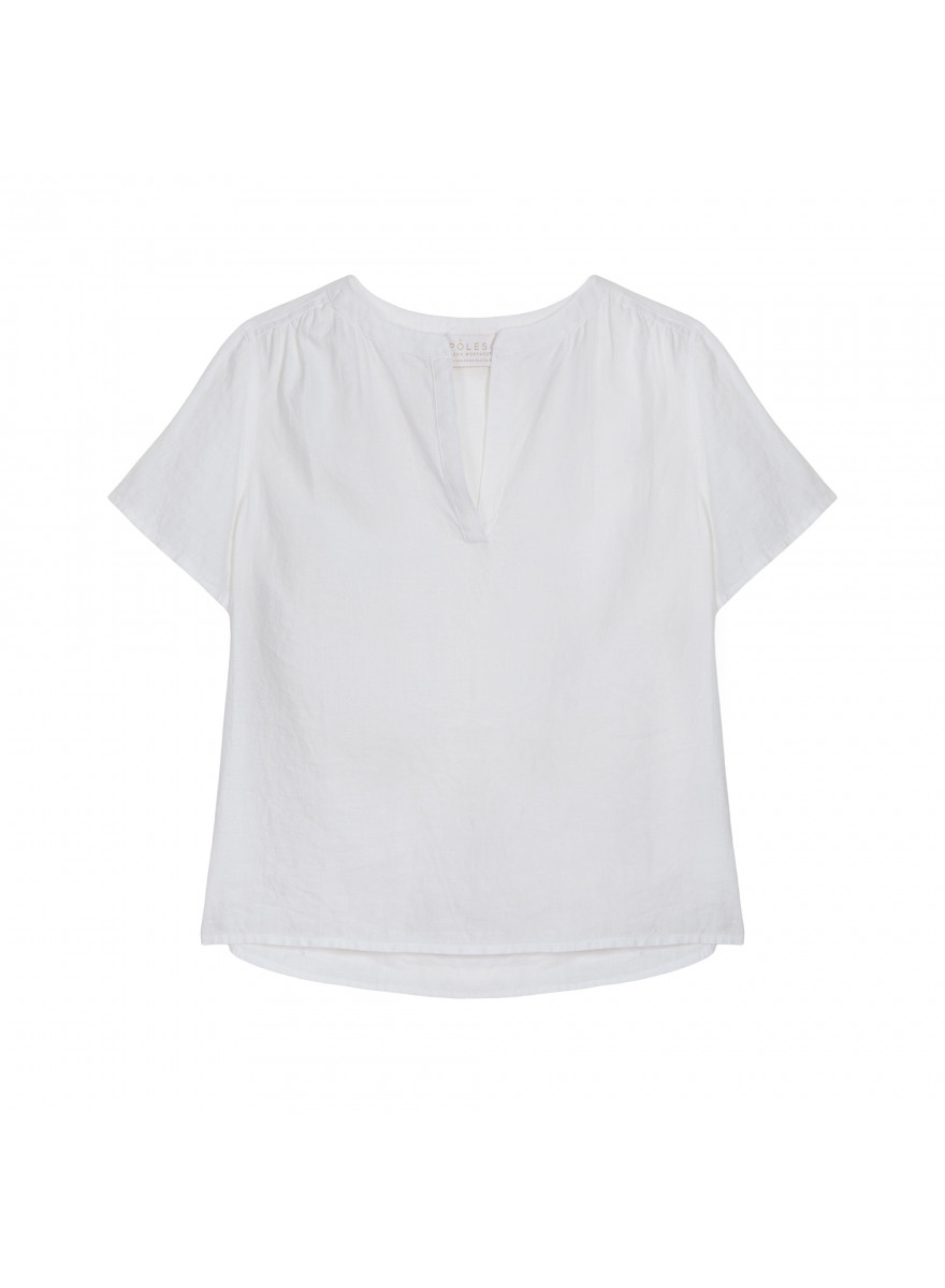 Chemise manches courtes trame et lin -Tonnie 7600 blanc - 02 Blanc