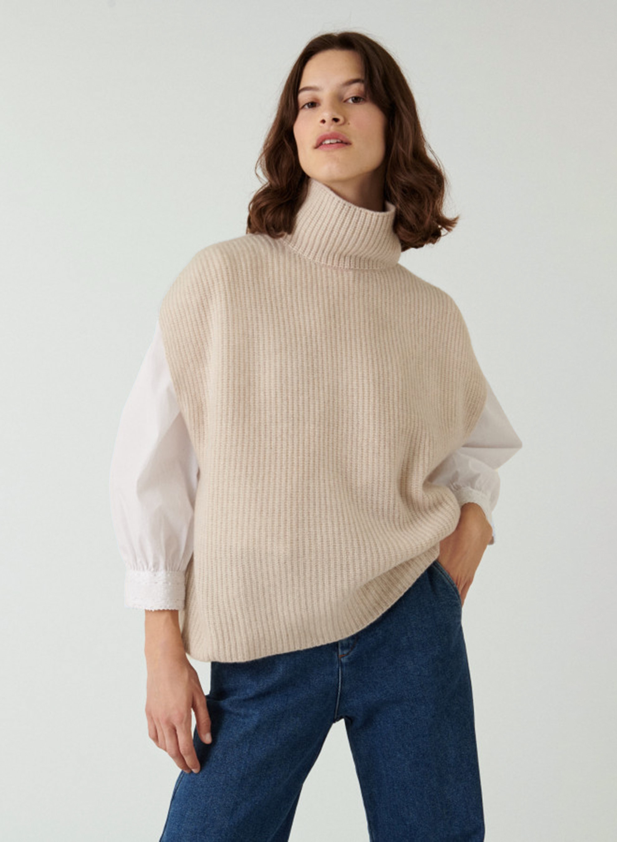Pull col rond en cachemire Rouge Femme – Tricot