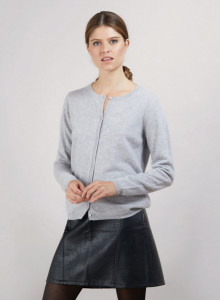 Cardigan col rond en cachemire - Balletto - 7013 vapeur - 09 Gris moyen