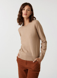 Pull col rond en cachemire - Abeline 7404 sable - 13 Beige moyen