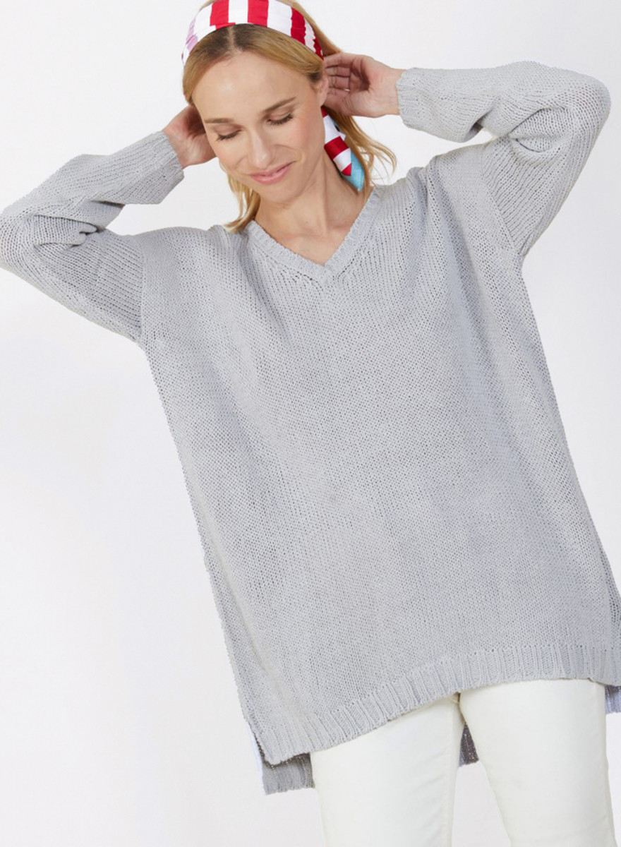 Large chunky knit v-neck sweater - Balata
