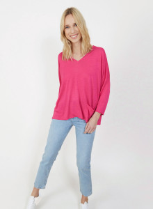  T-shirt ample en lin flammé - Balou 7283 corolle - 91 Fuchsia