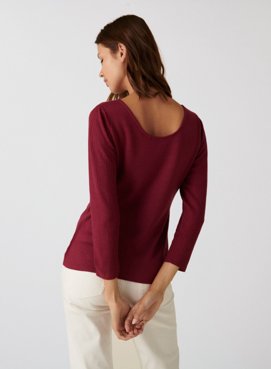 Fine-knit merino wool round-neck sweater - Altesa