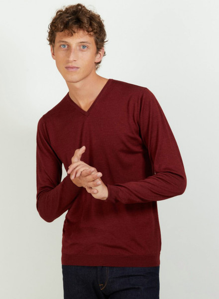 V-neck sweater in wool and silk - Basil