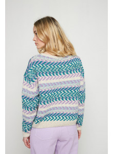 Multicolored cotton and linen jumper - Thadji