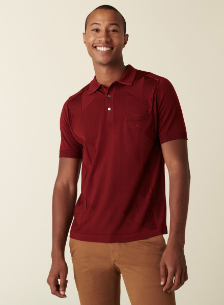 Short-sleeved polo shirt in Fil Lumière with triangles patterns - Dalvin