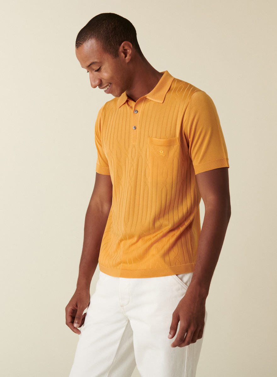 Short-sleeved polo shirt in Fil Lumière with patterns - Devon
