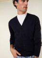 Gilet boutonné avec logo en laine mérinos - Etienne 7840 marine - 05 Bleu marine