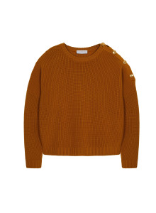 Merino wool round neck buttoned shoulder sweater - Gao