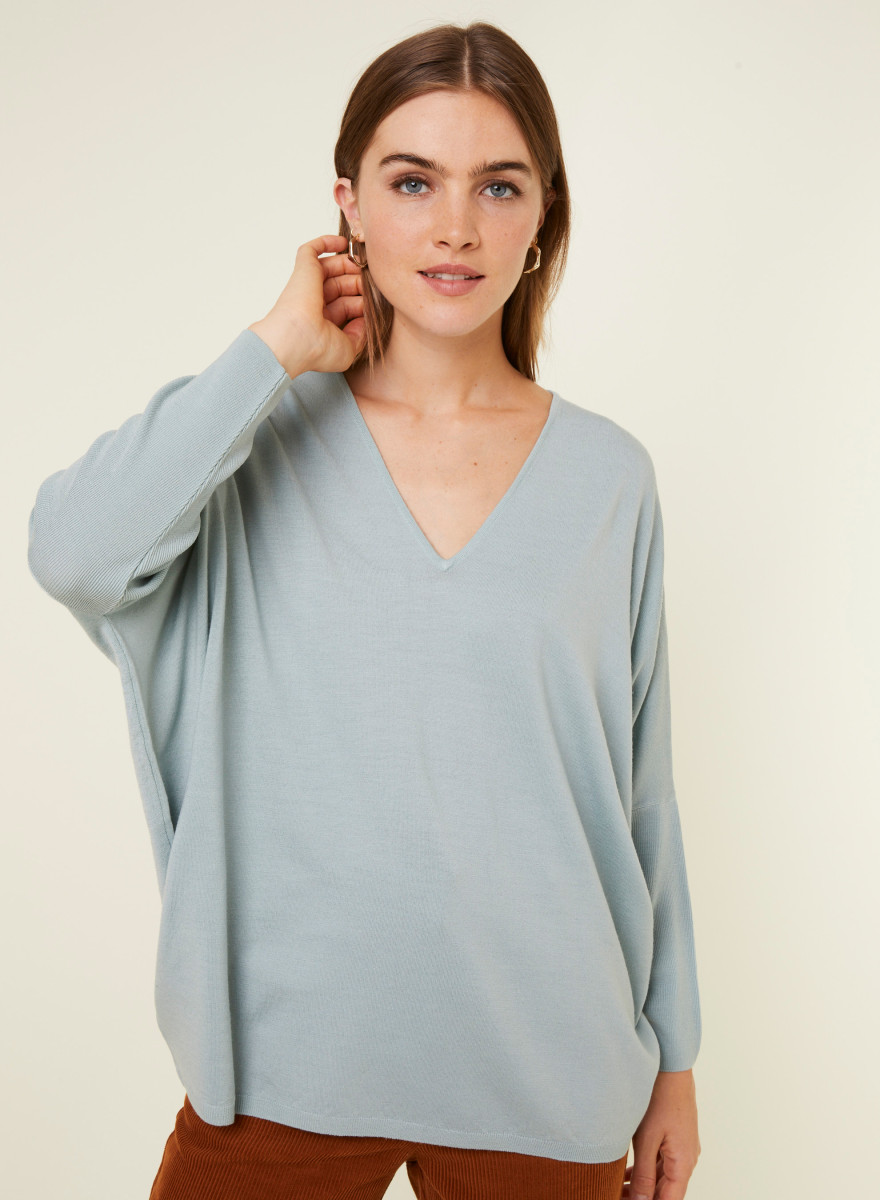 Merino wool bat sleeves sweater - Boxe