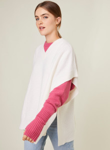 V-neck cape with cashmere dots - Gigi