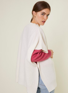 V-neck cape with cashmere dots - Gigi