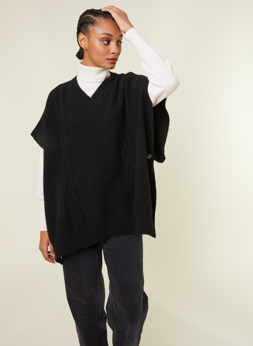 V-neck cape with cashmere dots - Gigi