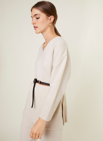 Loose sweater with slits in a cashmere blend - Darius
