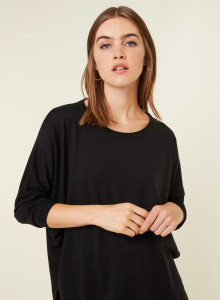 Pull ample col rond en laine mérinos - Azel 7810 noir - 01 Noir