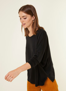 Pull ample col rond en laine mérinos - Azel 7810 noir - 01 Noir