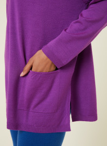 Pull ample col V à poches en laine mérinos - Albertine 7890 ultraviolet - 17 Violet