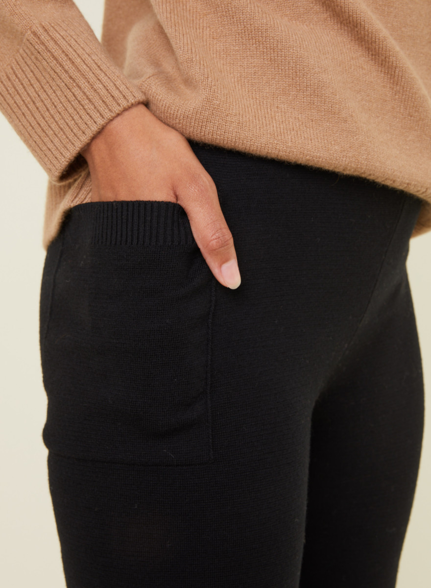 Pantalon à poches en laine mérinos - Gaetane 7810 noir - 01 Noir