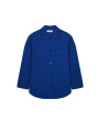 Veste boutonnée avec poches en laine mérinos - Giselle 7841 saphir - 03 Bleu foncé