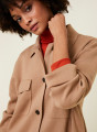 Veste boutonnée avec poches en laine mérinos - Giselle 7824 camel chiné - 88 Camel