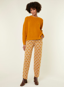 Pantalon à motifs en laine mérinos - Gill 7905 camel/soleil/ecru - 15 Orange