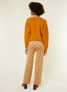 Pantalon à motifs en laine mérinos - Gill 7905 camel/soleil/ecru - 15 Orange