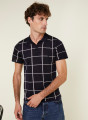 Polo homme carreaux Fil Lumière Marin