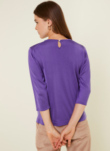T-shirt manches coudes en Fil Lumière à motifs - Erica 0333 violette - 18 Violet foncé