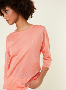 T-shirt manches coudes en Fil Lumière à motifs - Erica 0352 amarylis - 24 Rose clair