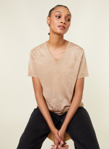 V-neck T-shirt Fil Lumière short sleeves patterned - Elise