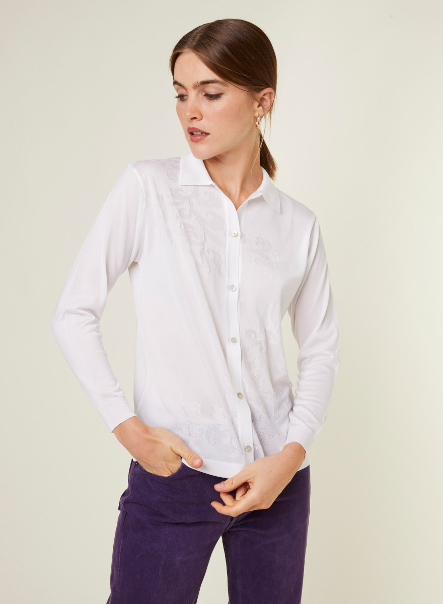 Long Sleeve Shirt in Fil Lumiere - Emeline