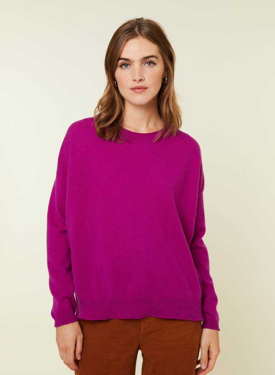 Loose-fit buttoned cashmere round-neck sweater - Acene